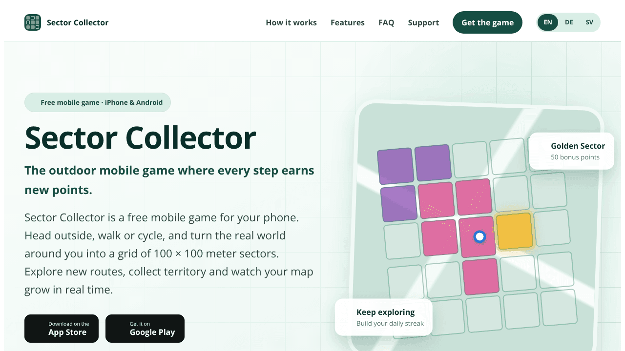 Sector Collector website screenshot