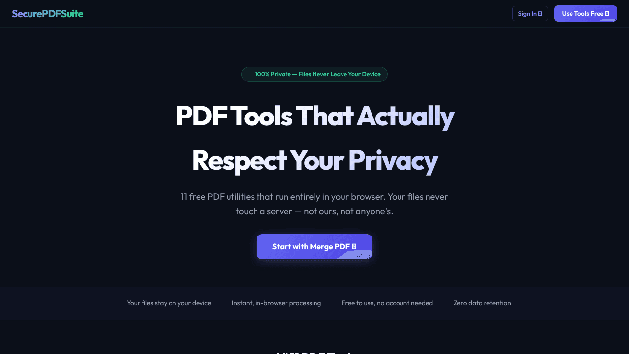 SecurePDFSuite website screenshot
