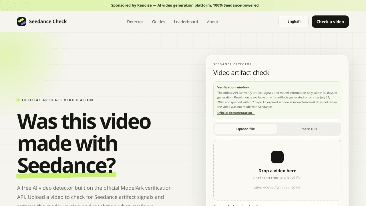 Seedance Check website screenshot