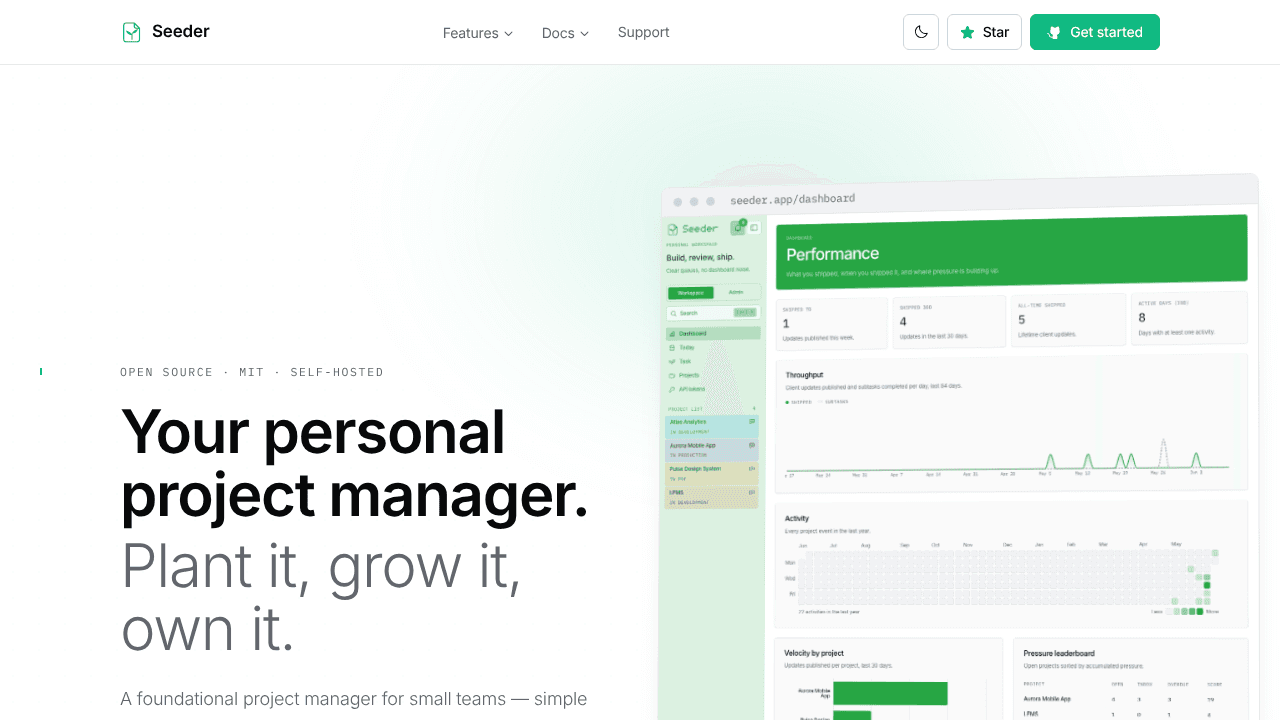 Seeder website screenshot