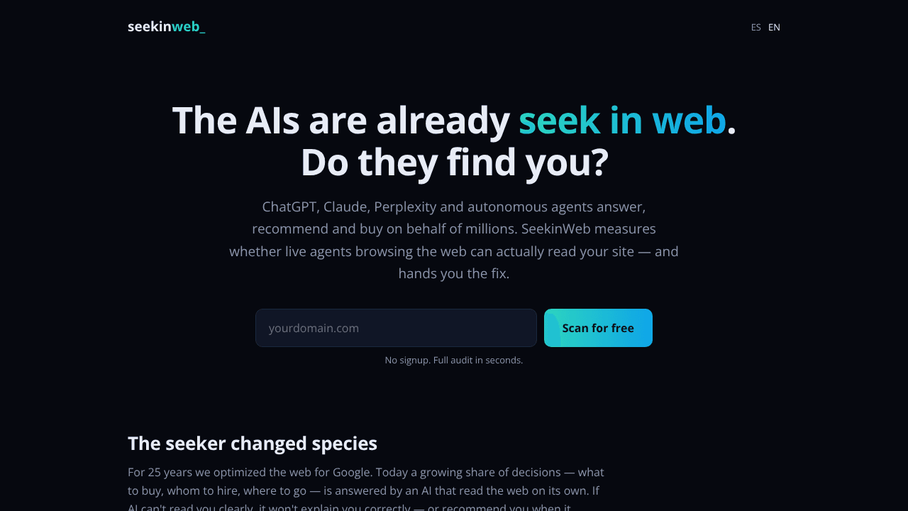 SeekinWeb website screenshot