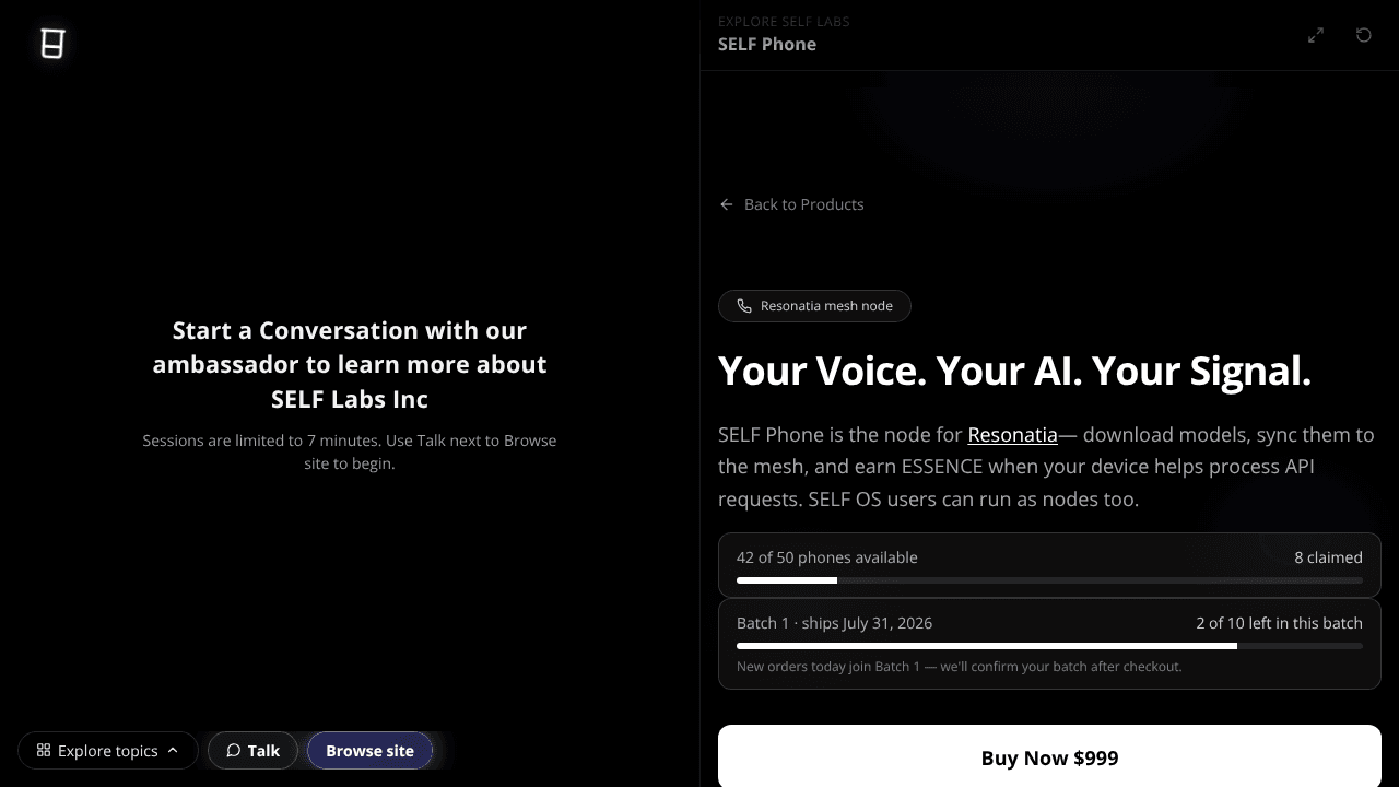 SELF Phone website screenshot