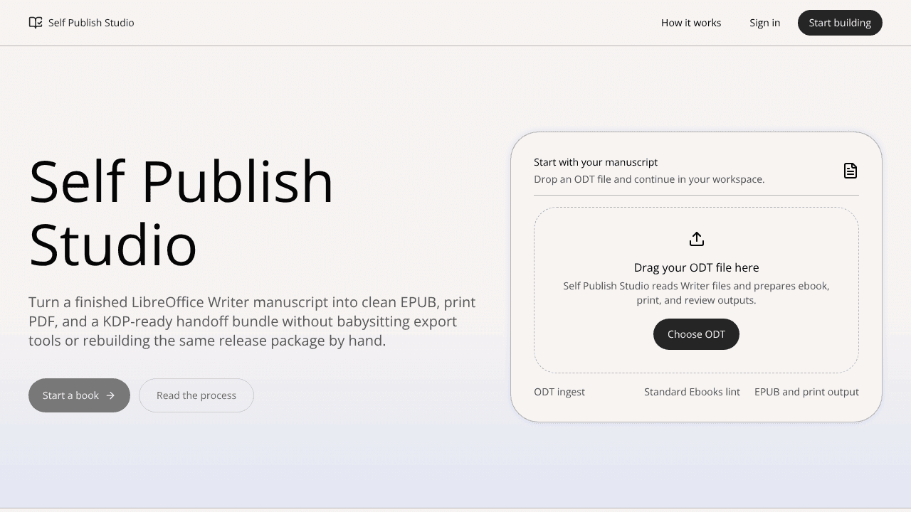 Self Publish Studio website screenshot