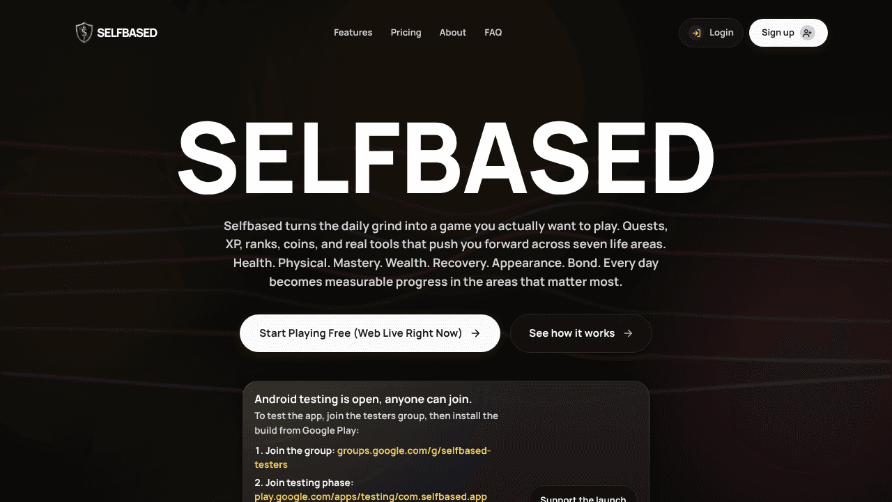 Selfbased website screenshot