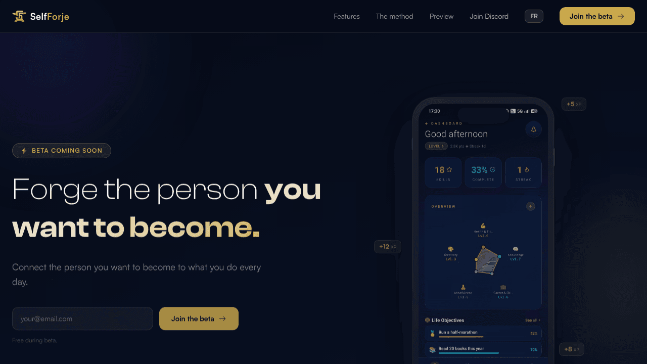 SelfForje website screenshot