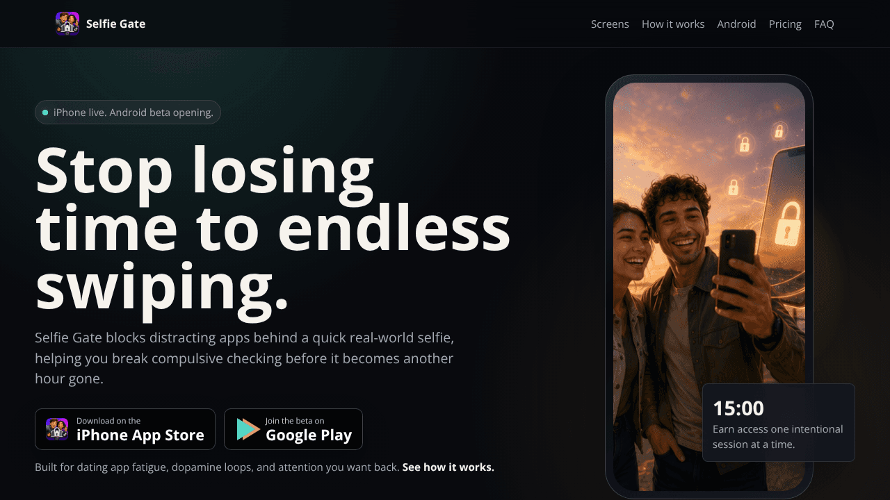 Selfie Gate website screenshot