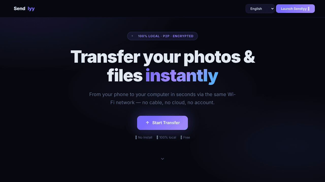 Sendlyy website screenshot