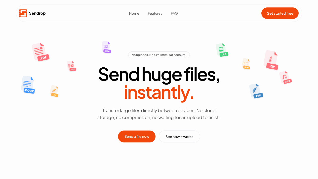 Sendrop website screenshot