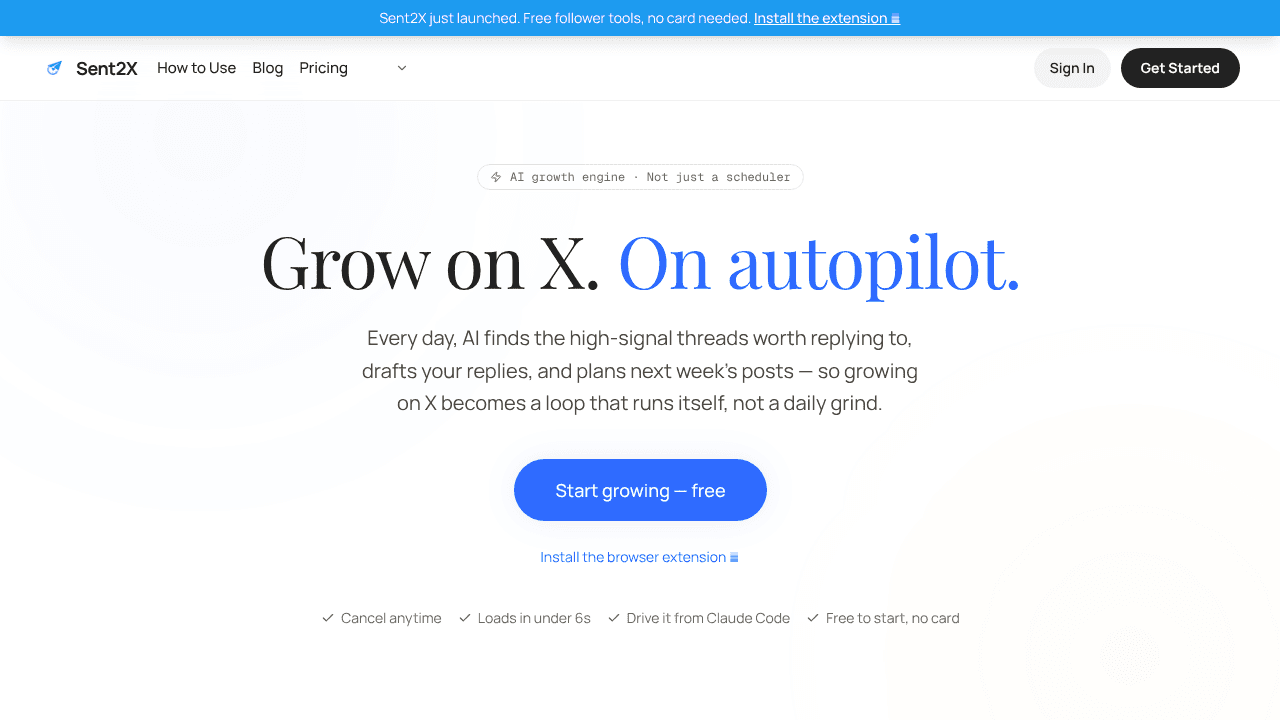 Sent2X website screenshot