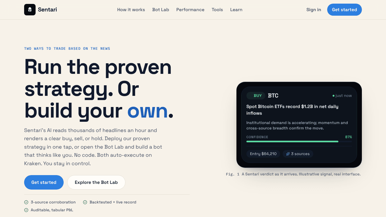 Sentari: Build Your Auto-Trader website screenshot