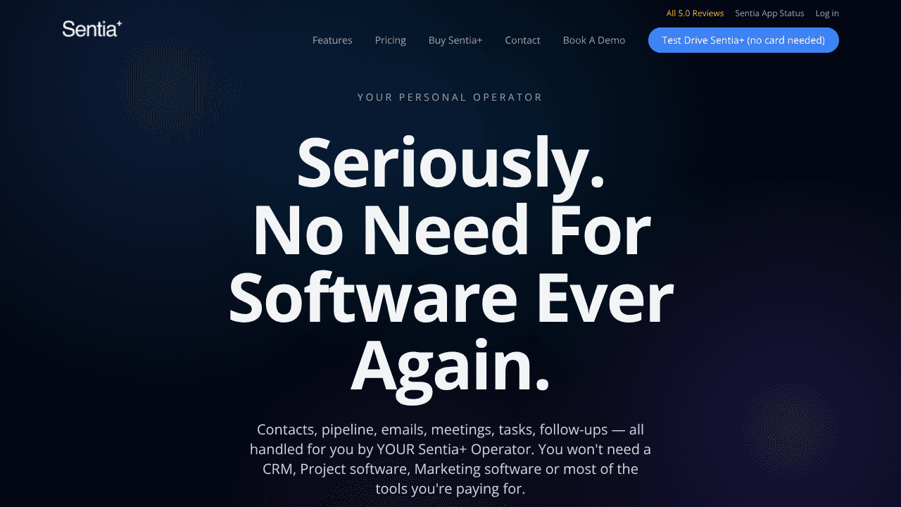 Sentia+ website screenshot