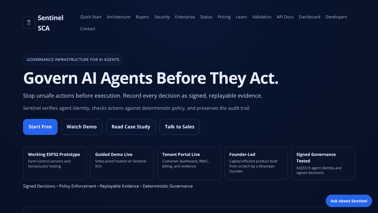 sentinelsca website screenshot