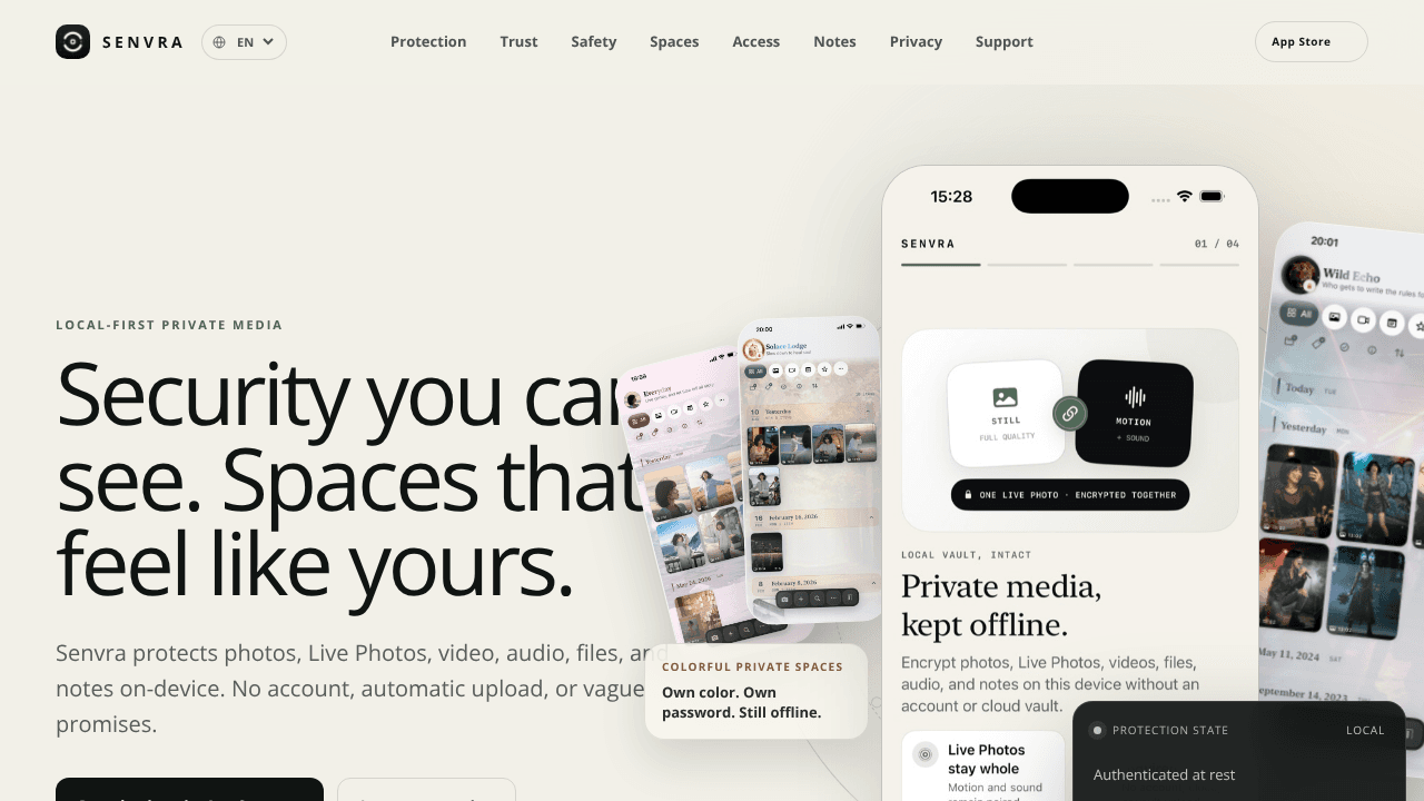 Senvra website screenshot