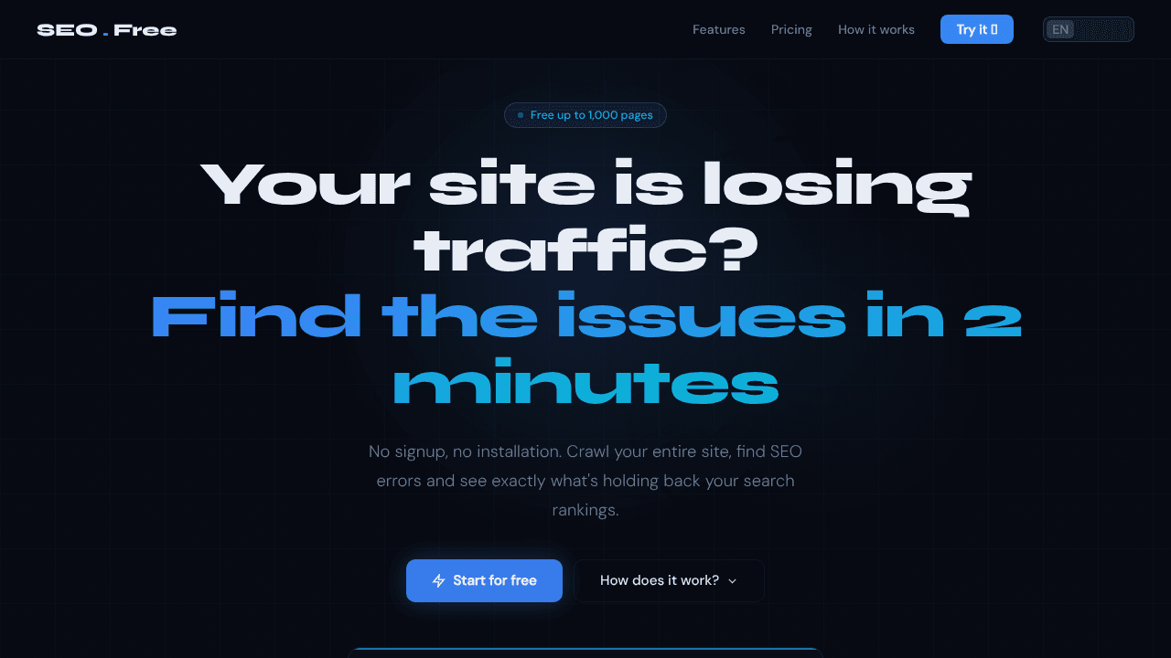 SEO Free website screenshot