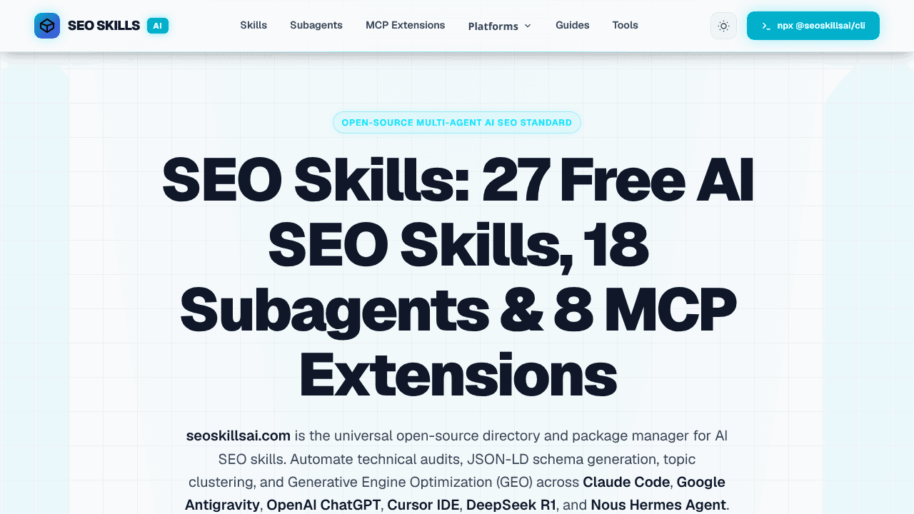 SEO Skills AI: Free Seo Agents website screenshot