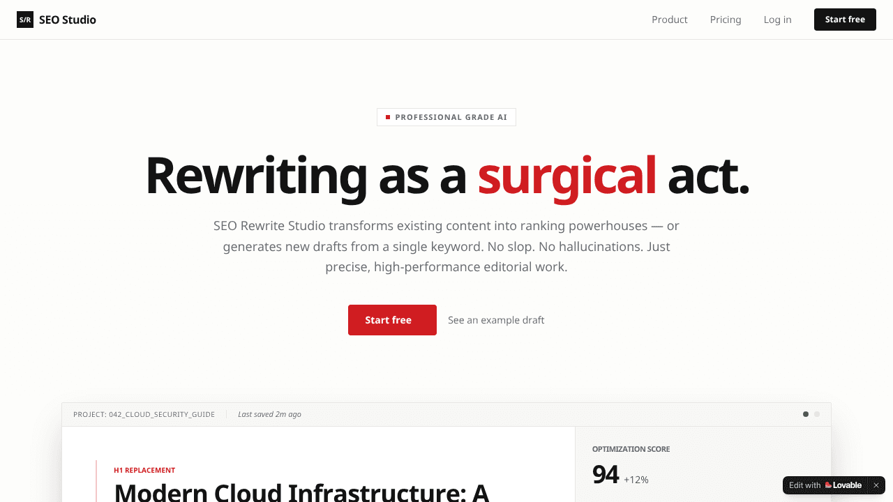 SEO STUDIO website screenshot
