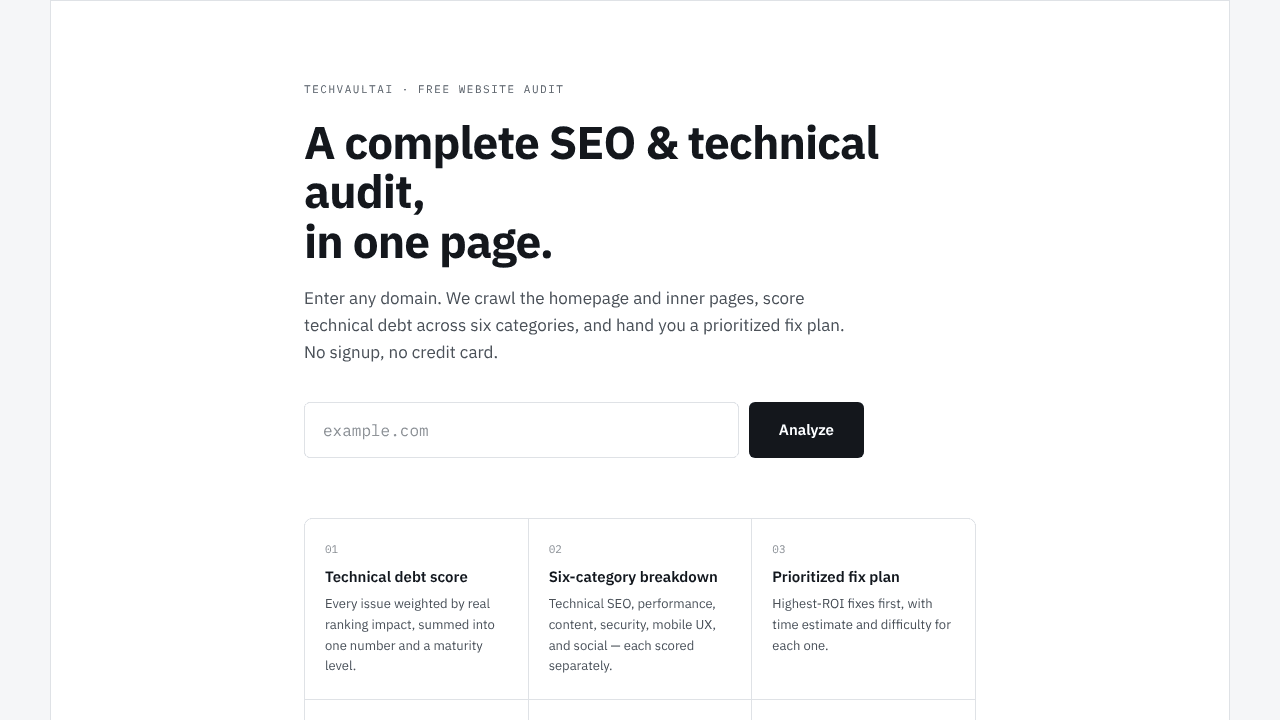 SEO & technical audit website screenshot