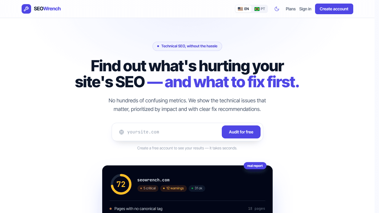SEOWrench website screenshot