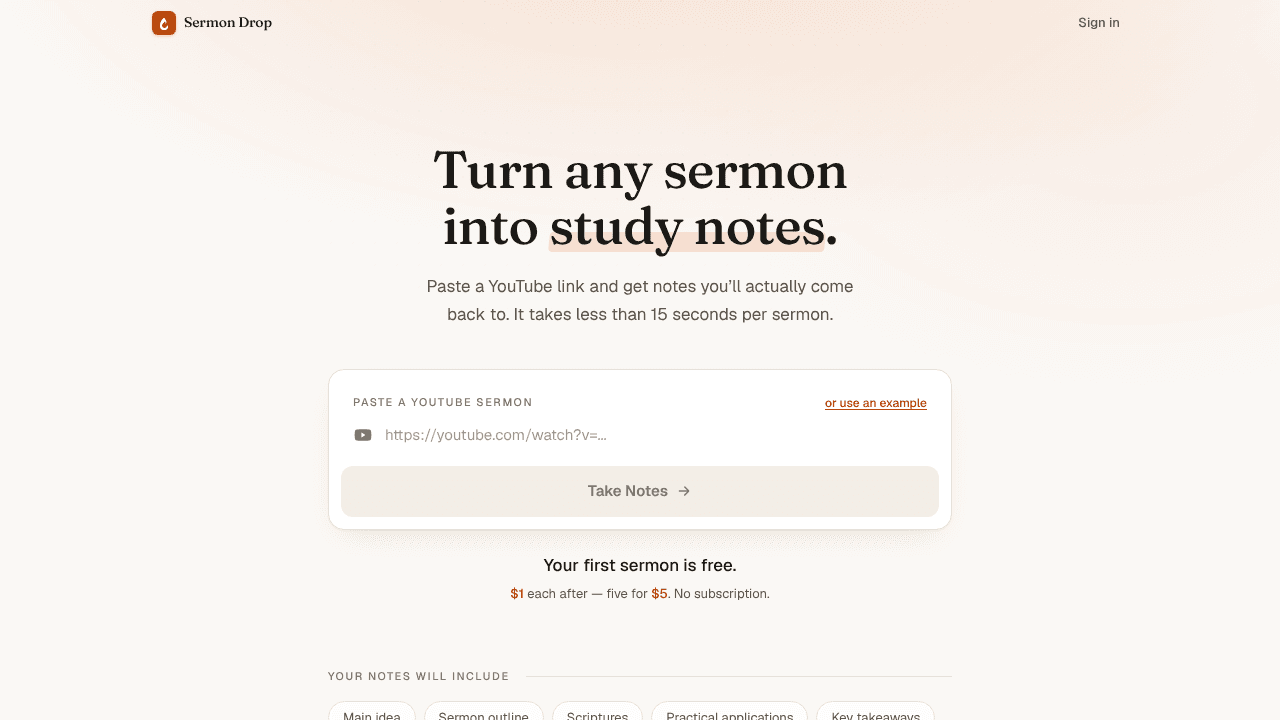 SermonDrop website screenshot