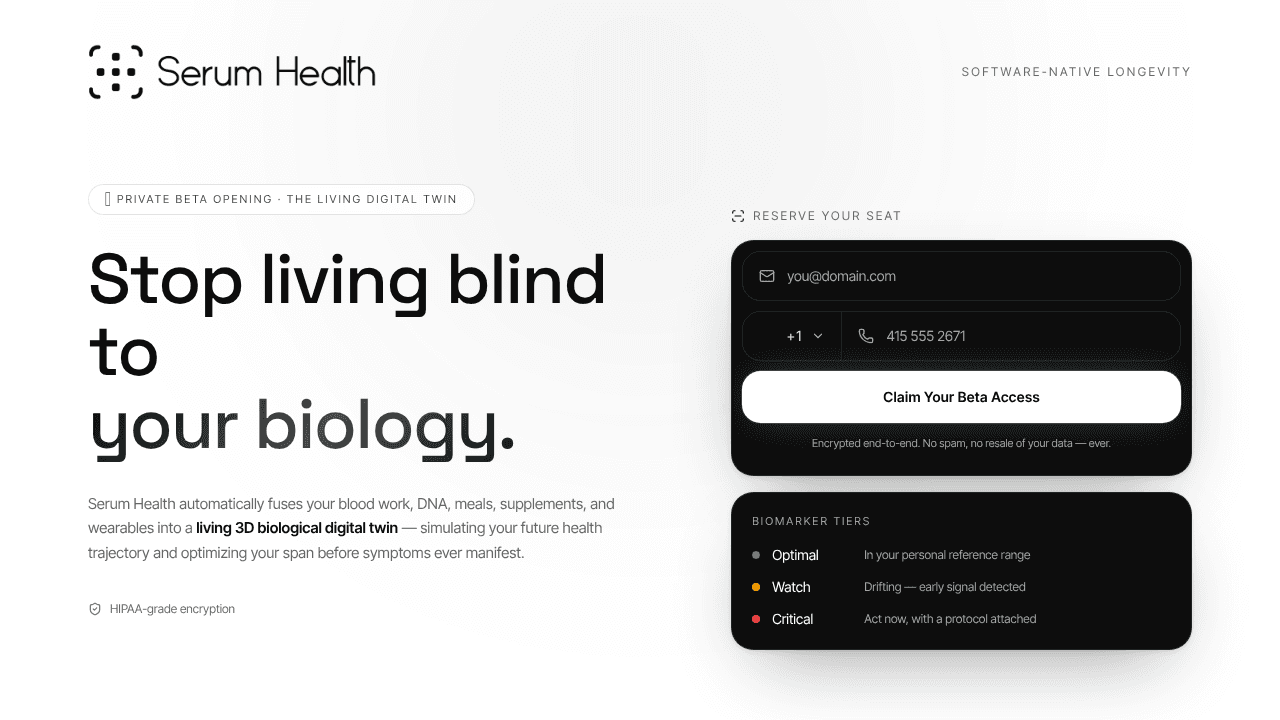 Serum Health website screenshot