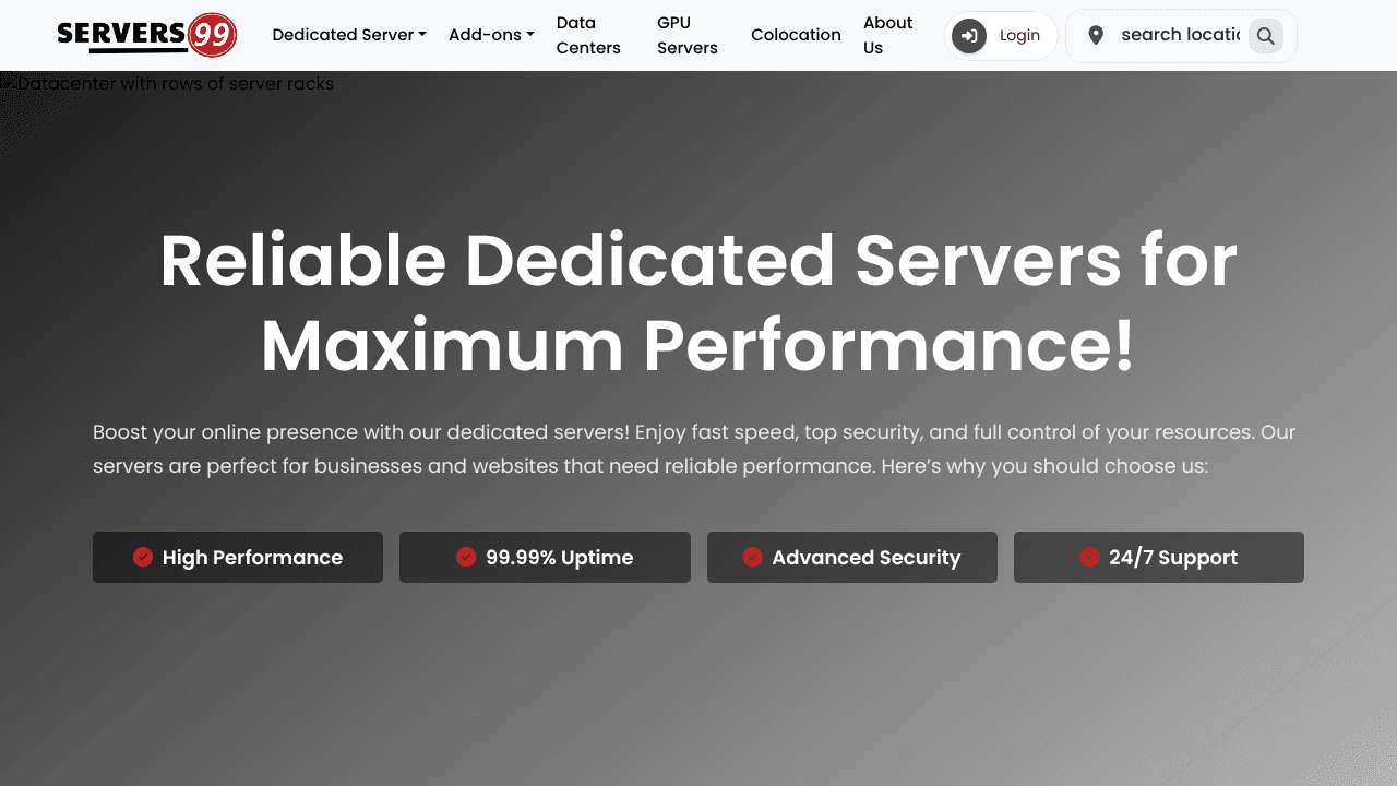 Servers99 website screenshot