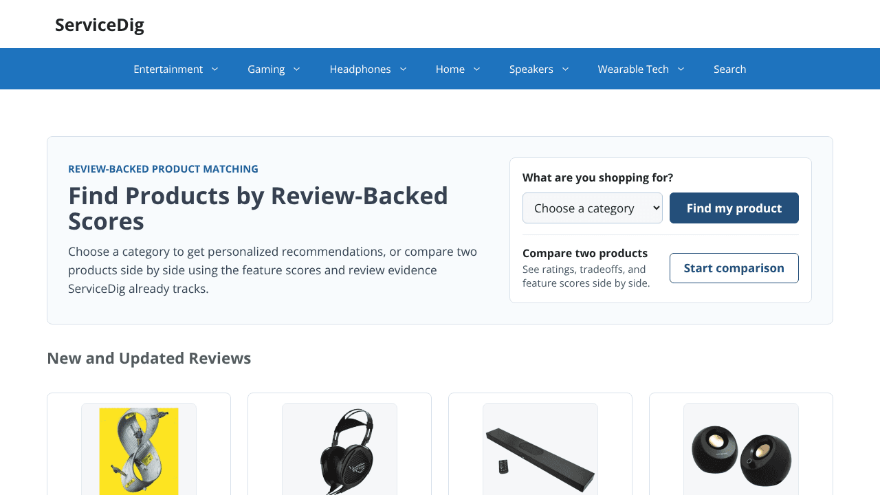 Servicedig - Product discovery website screenshot