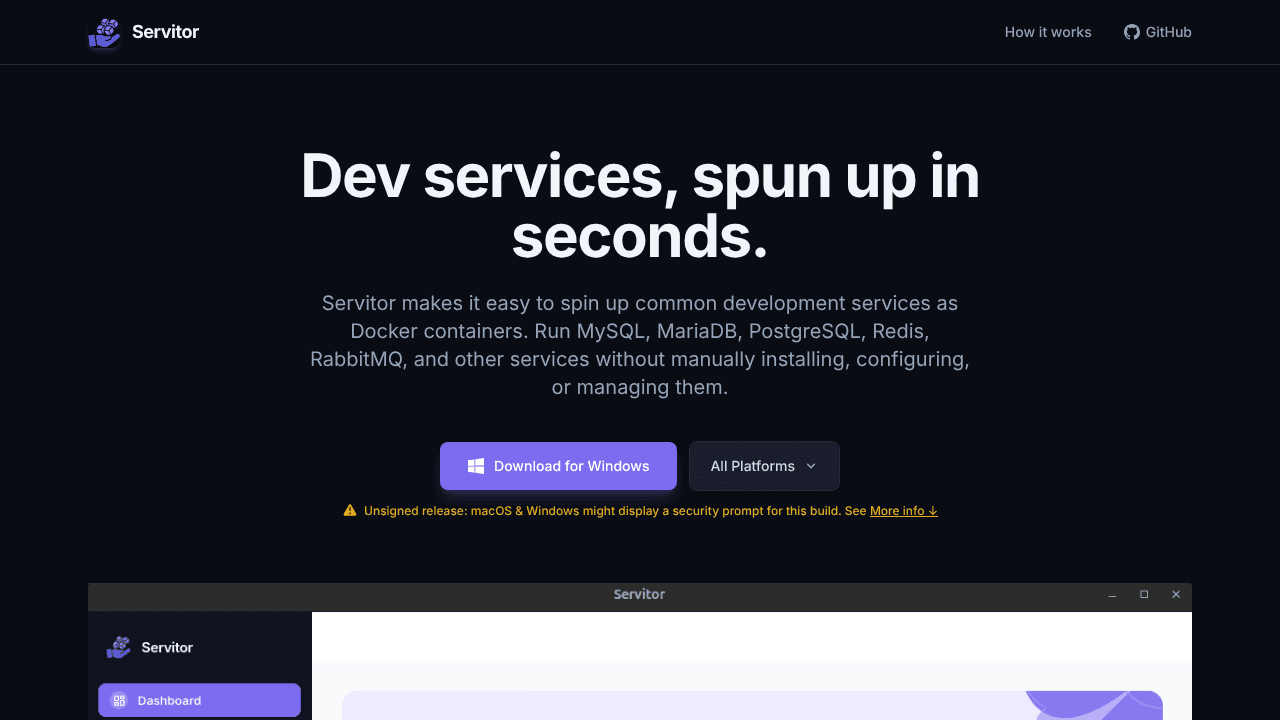 Servitor website screenshot