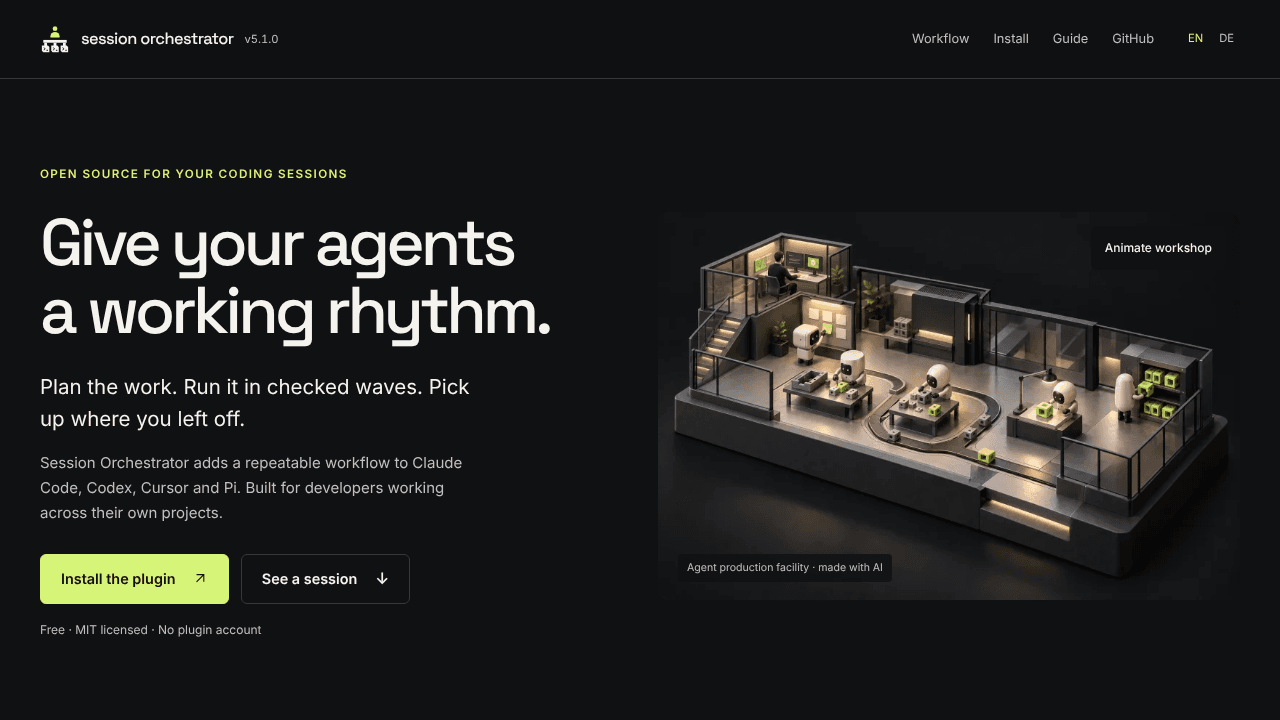 Session Orchestrator website screenshot