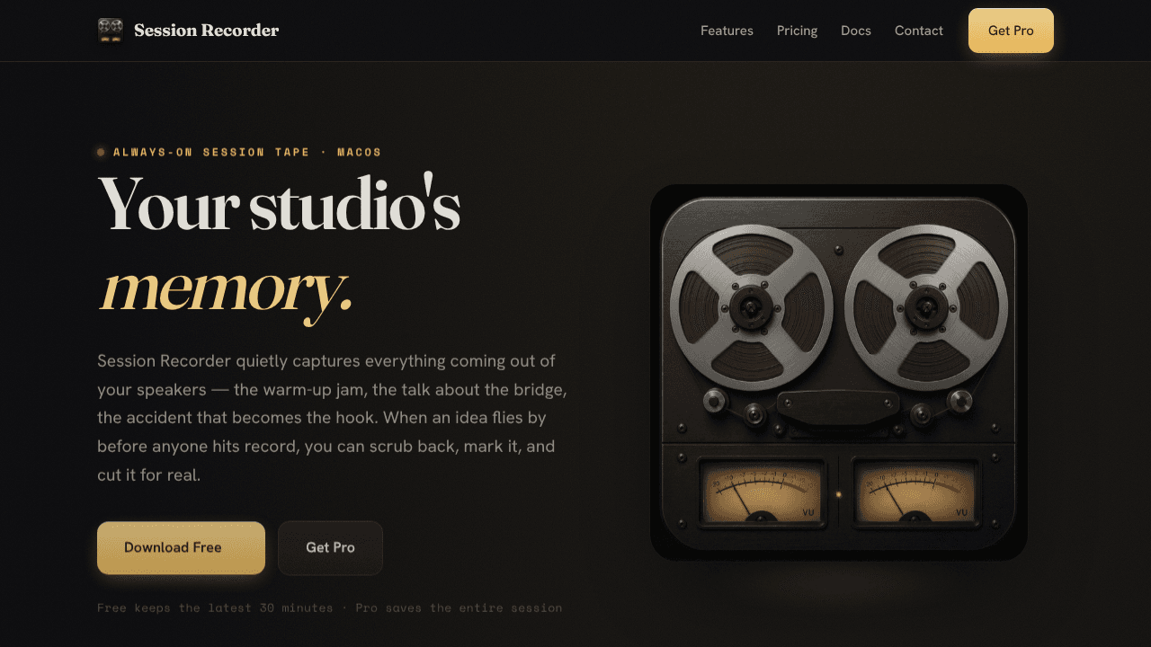Session Recorder website screenshot