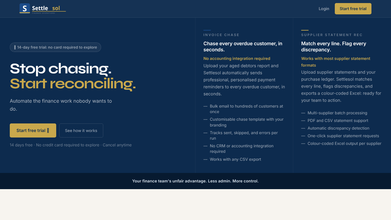 Settlesol website screenshot
