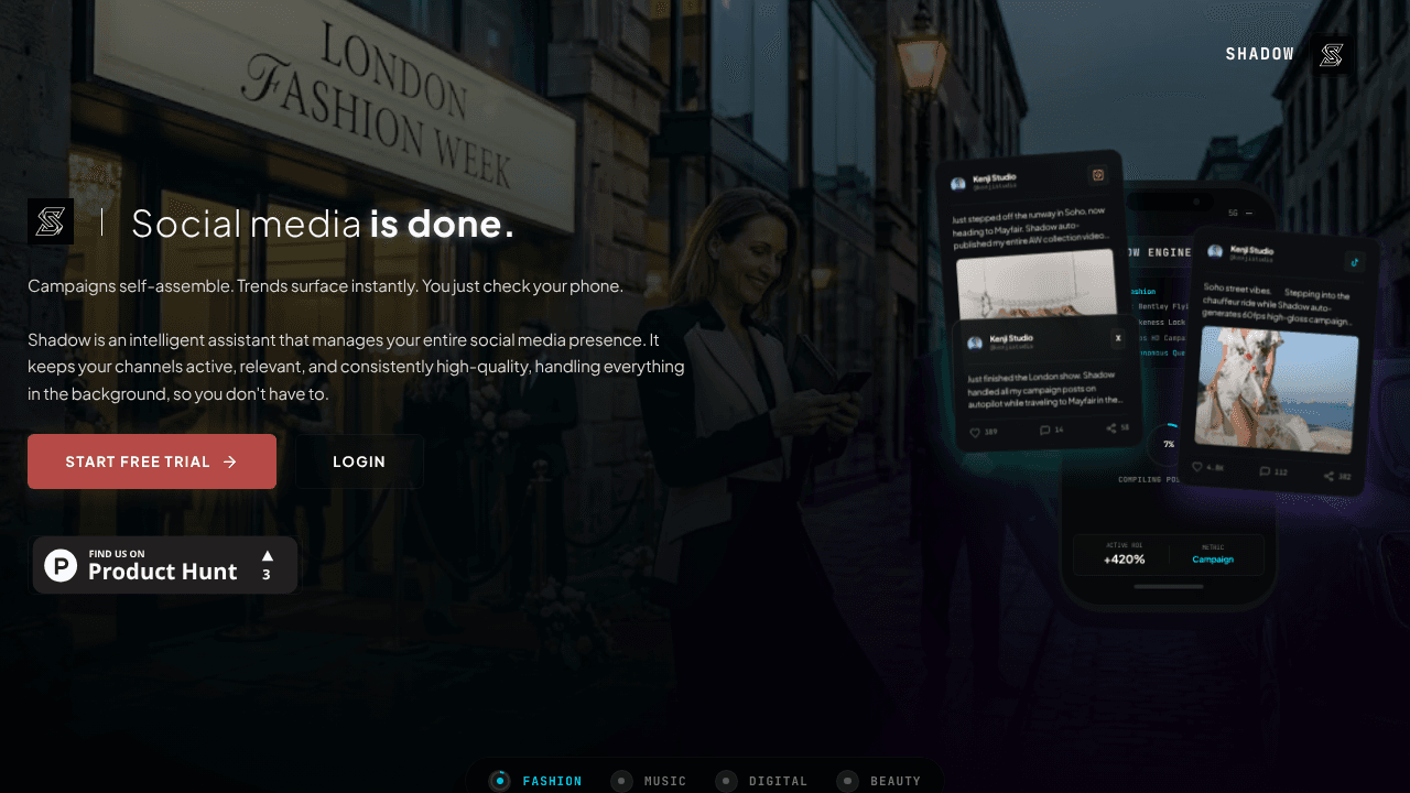 ShadowSocial website screenshot