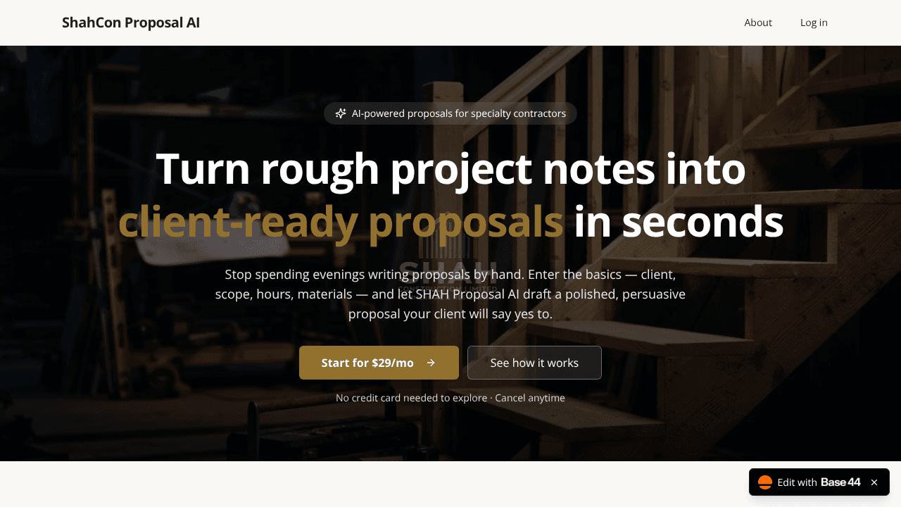 ShahCon Proposal Ai website screenshot