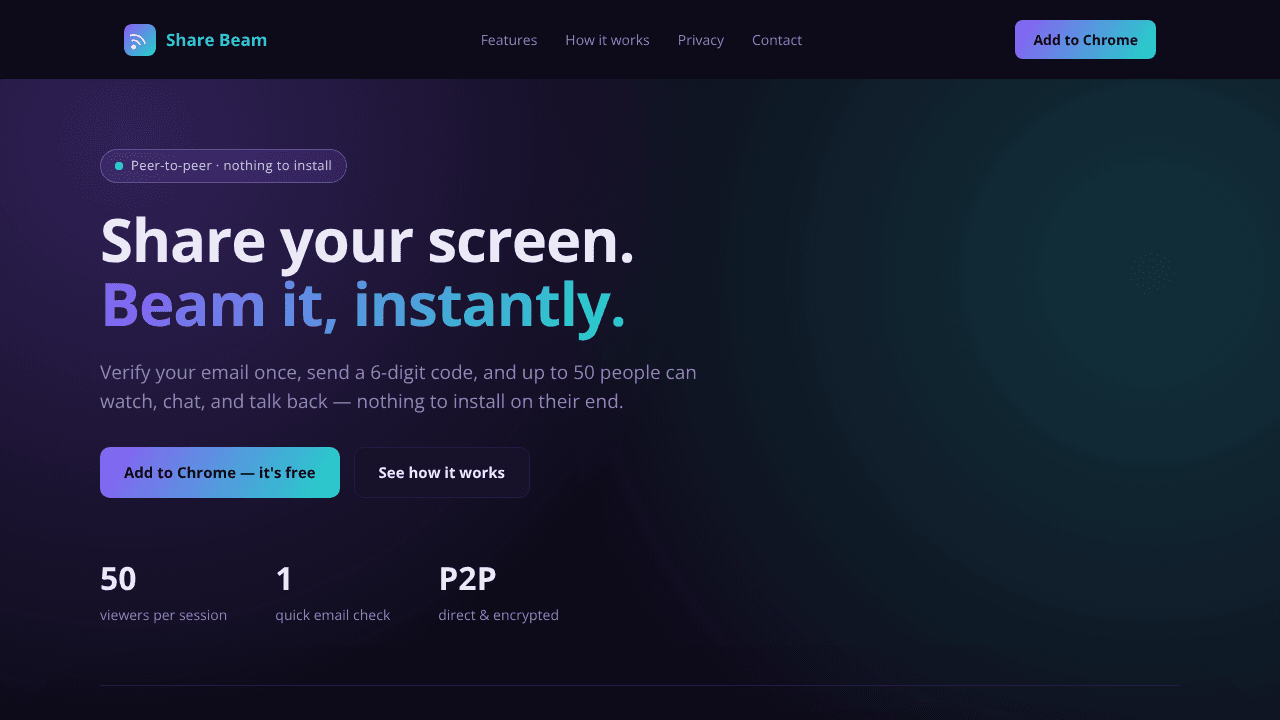 Share Beam website screenshot