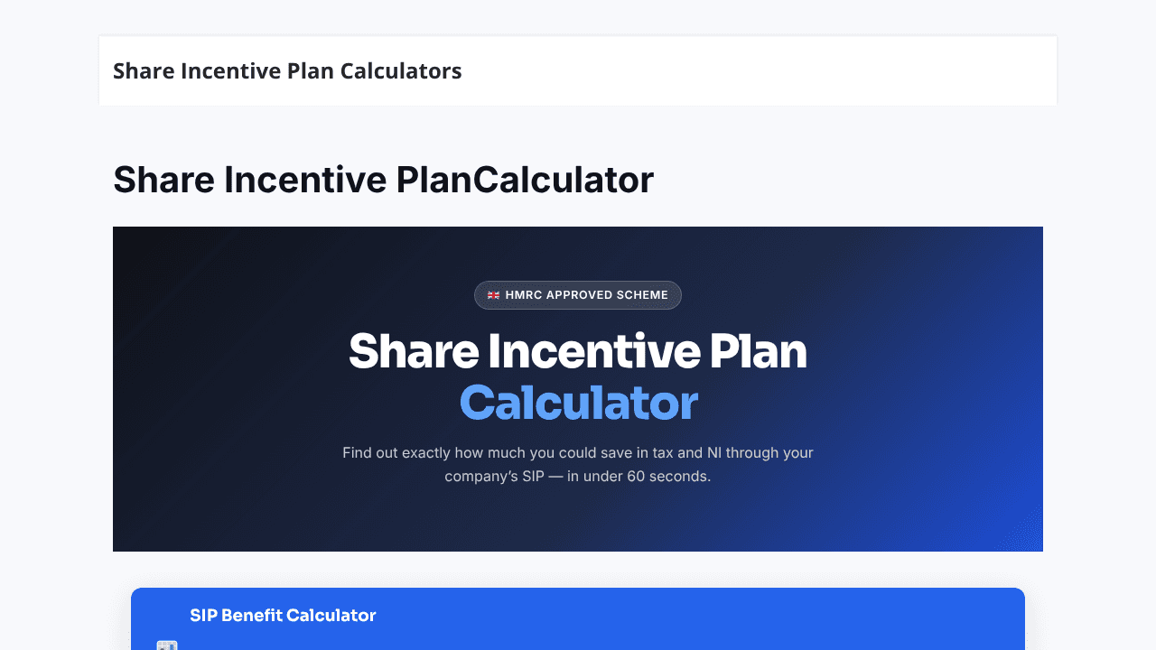 shareincentiveplancalculator.site website screenshot
