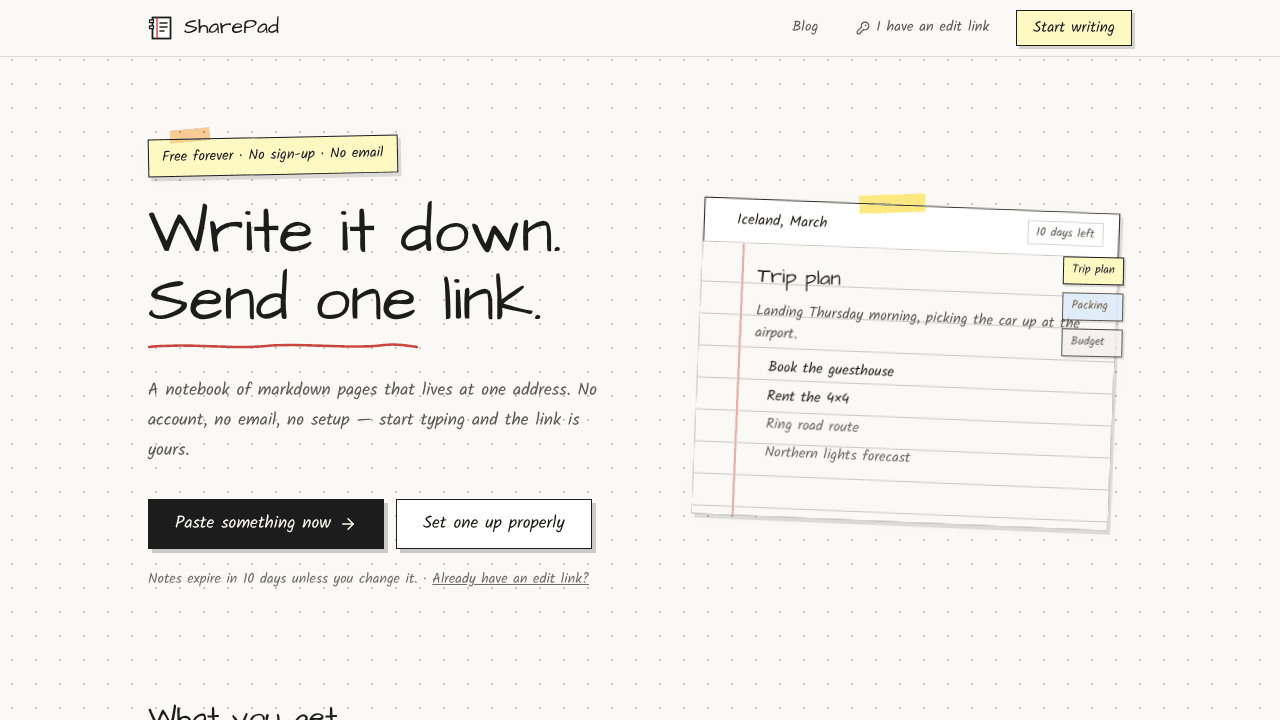 SharePad website screenshot