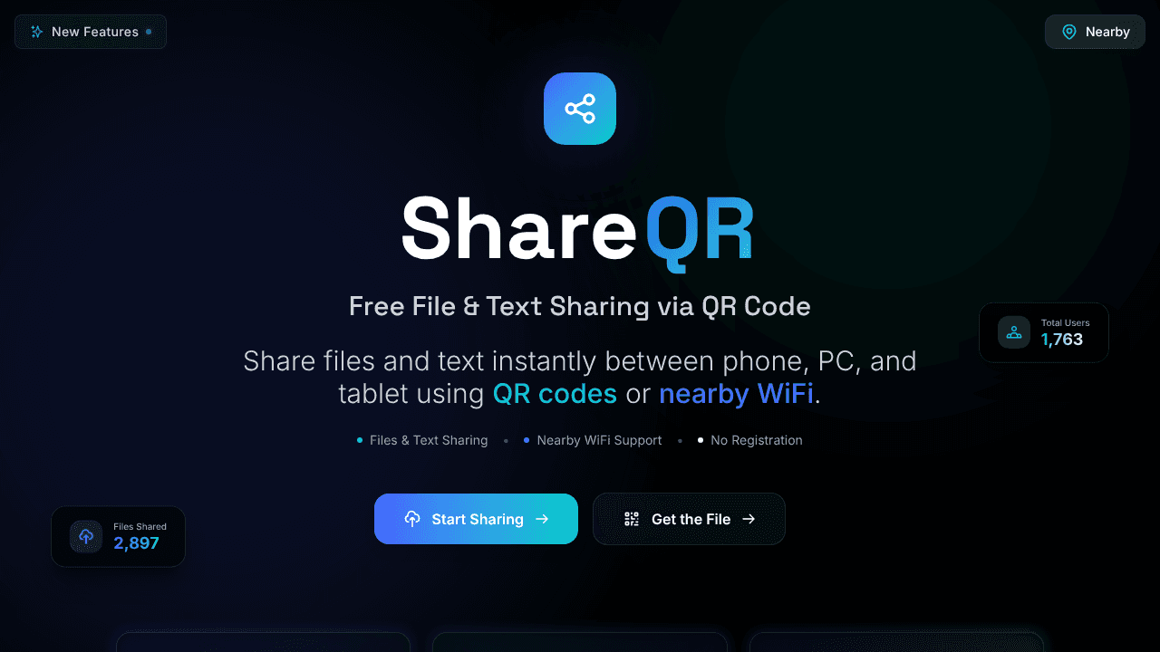 ShareQR website screenshot