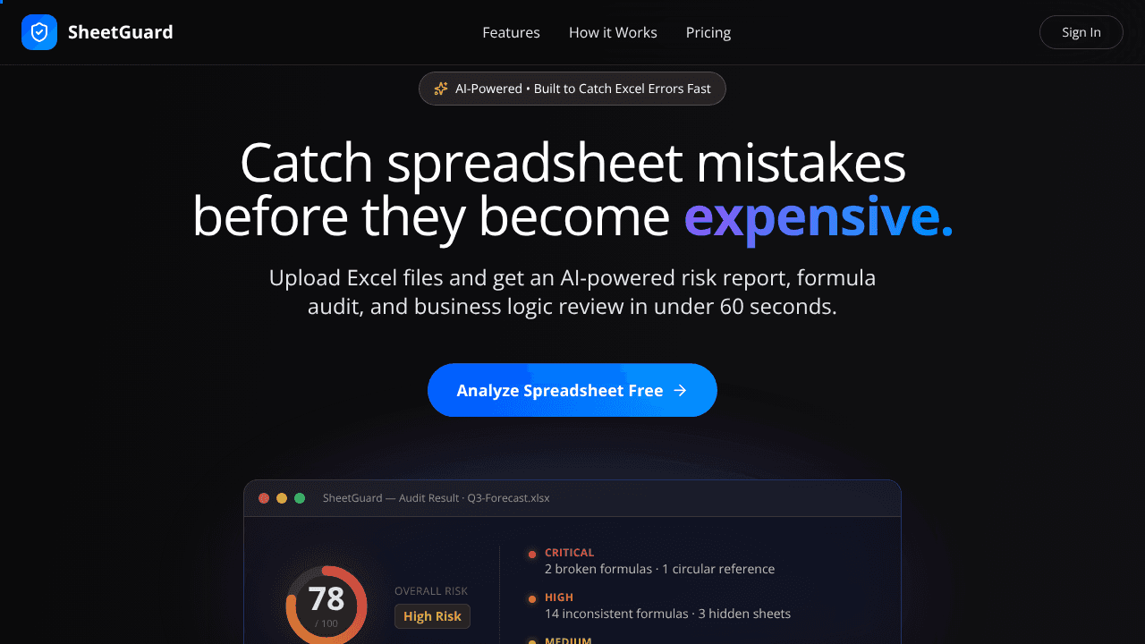 SheetGuard website screenshot