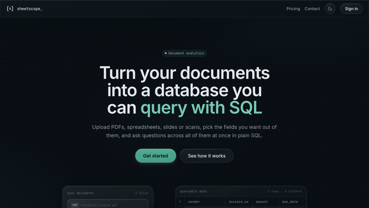 sheetscope website screenshot