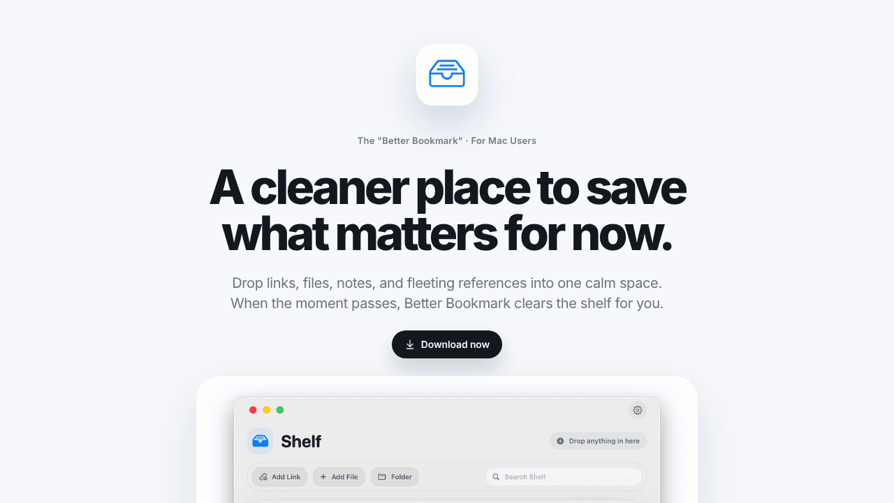 Shelf website screenshot