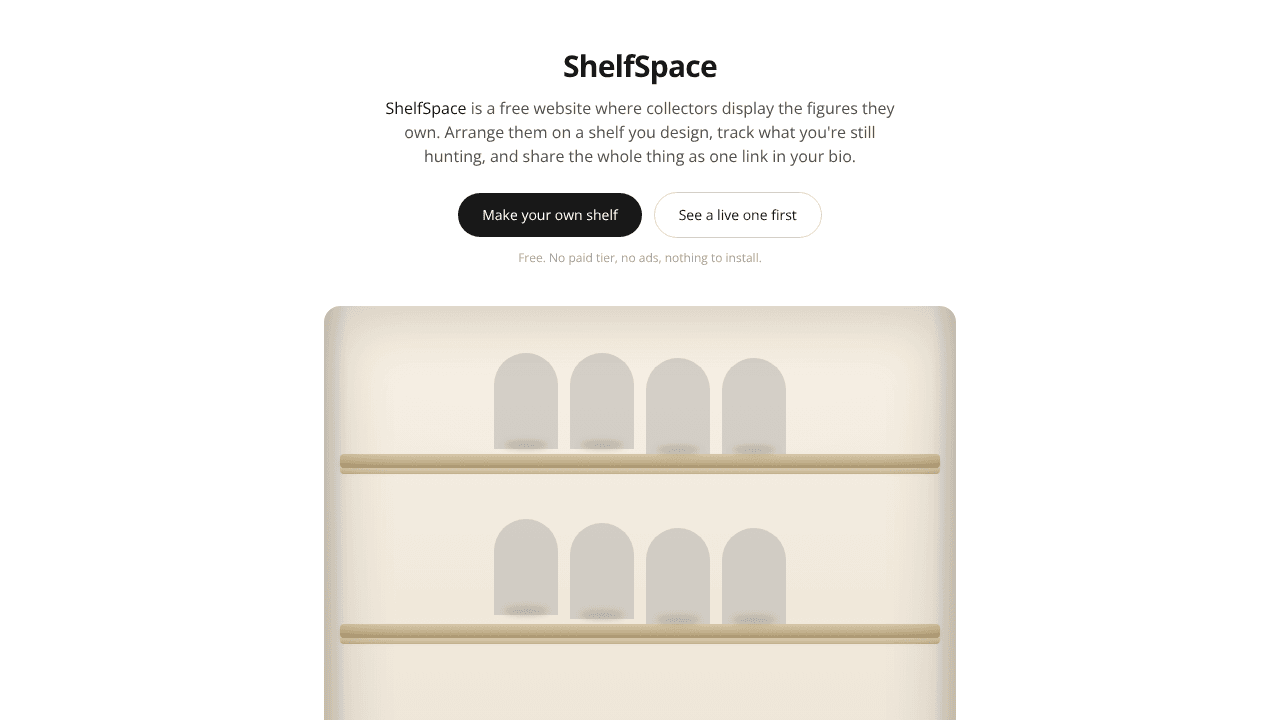 ShelfSpace website screenshot