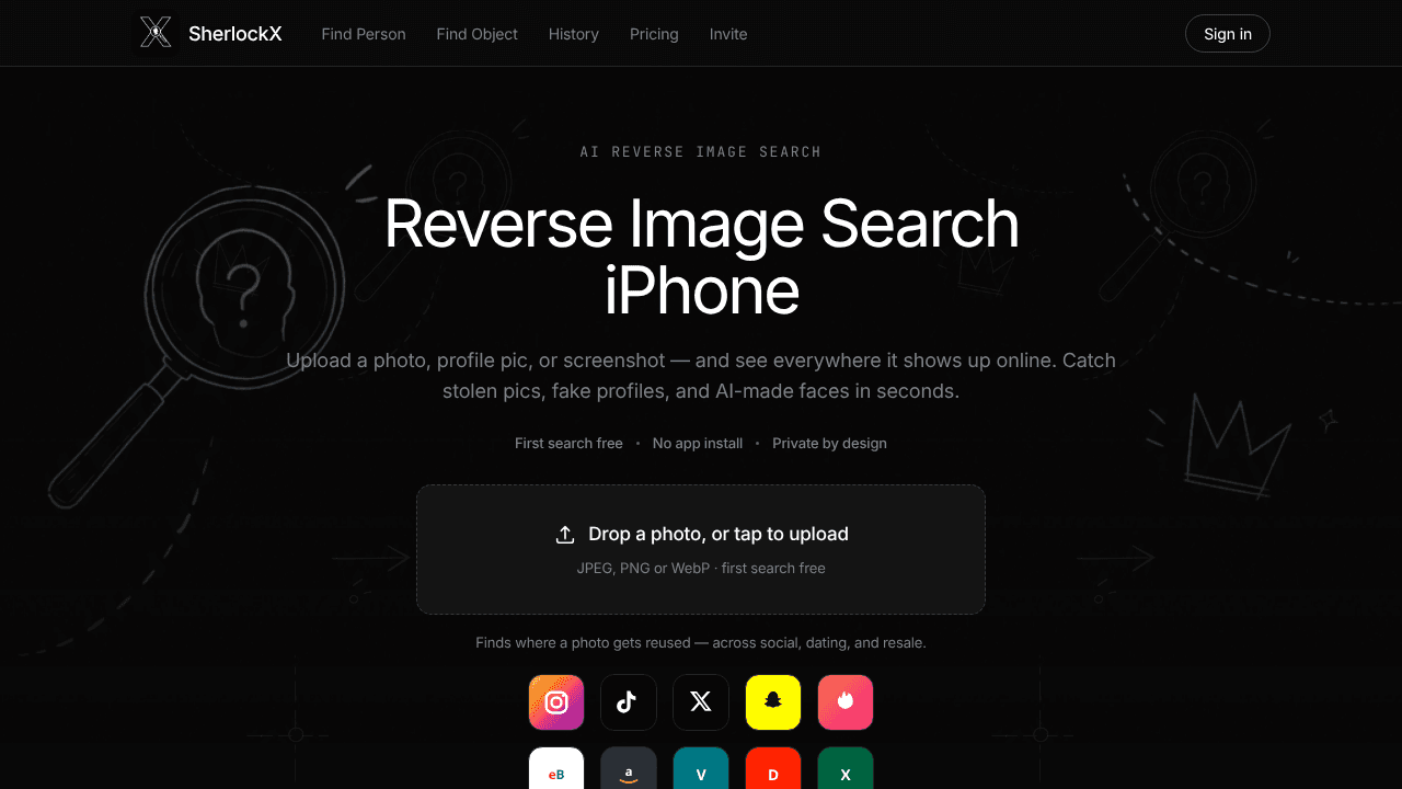 SherlockX website screenshot