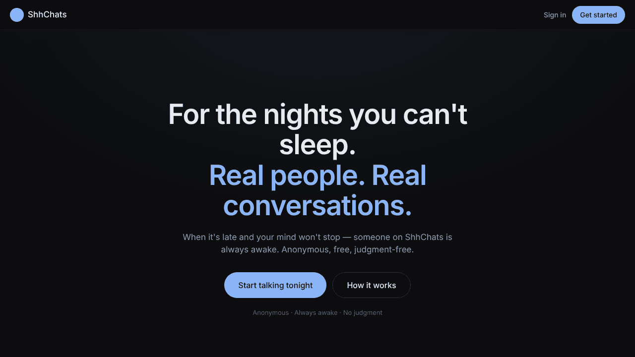 ShhChats website screenshot