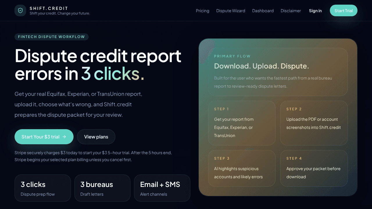 Shift.credit website screenshot