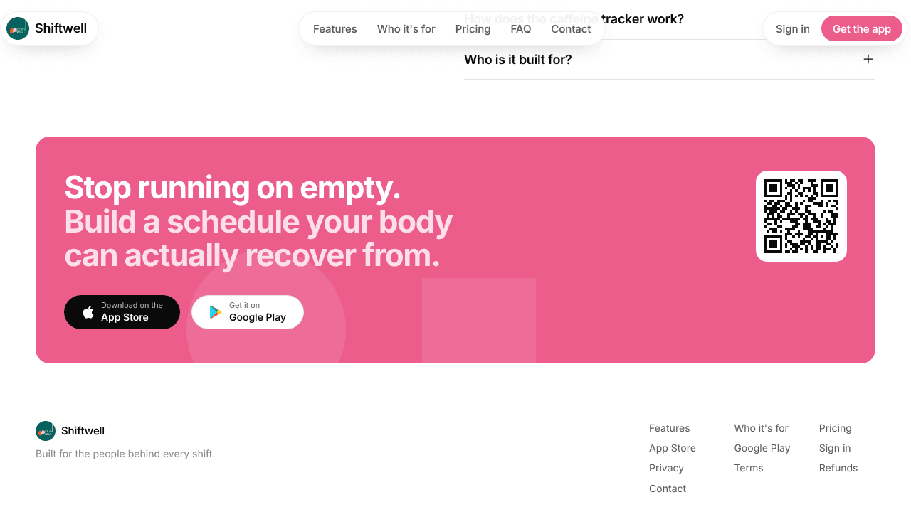 Shiftwell website screenshot