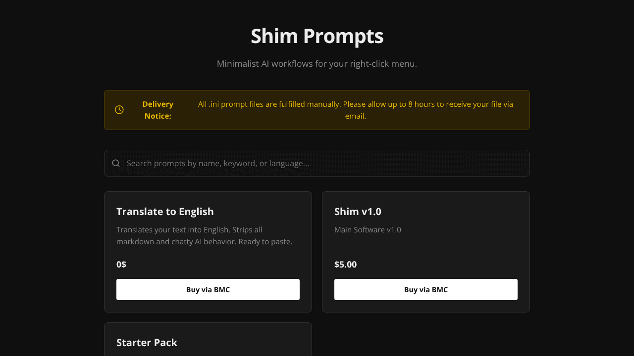 Shim: AI automation tool  website screenshot