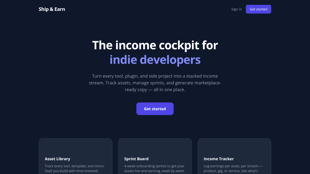 Ship & Earn — Earn smarter, ship faster website screenshot