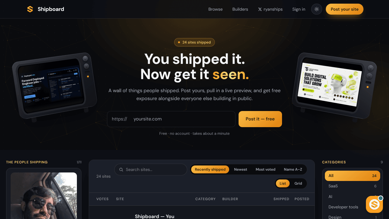 Shipboard website screenshot