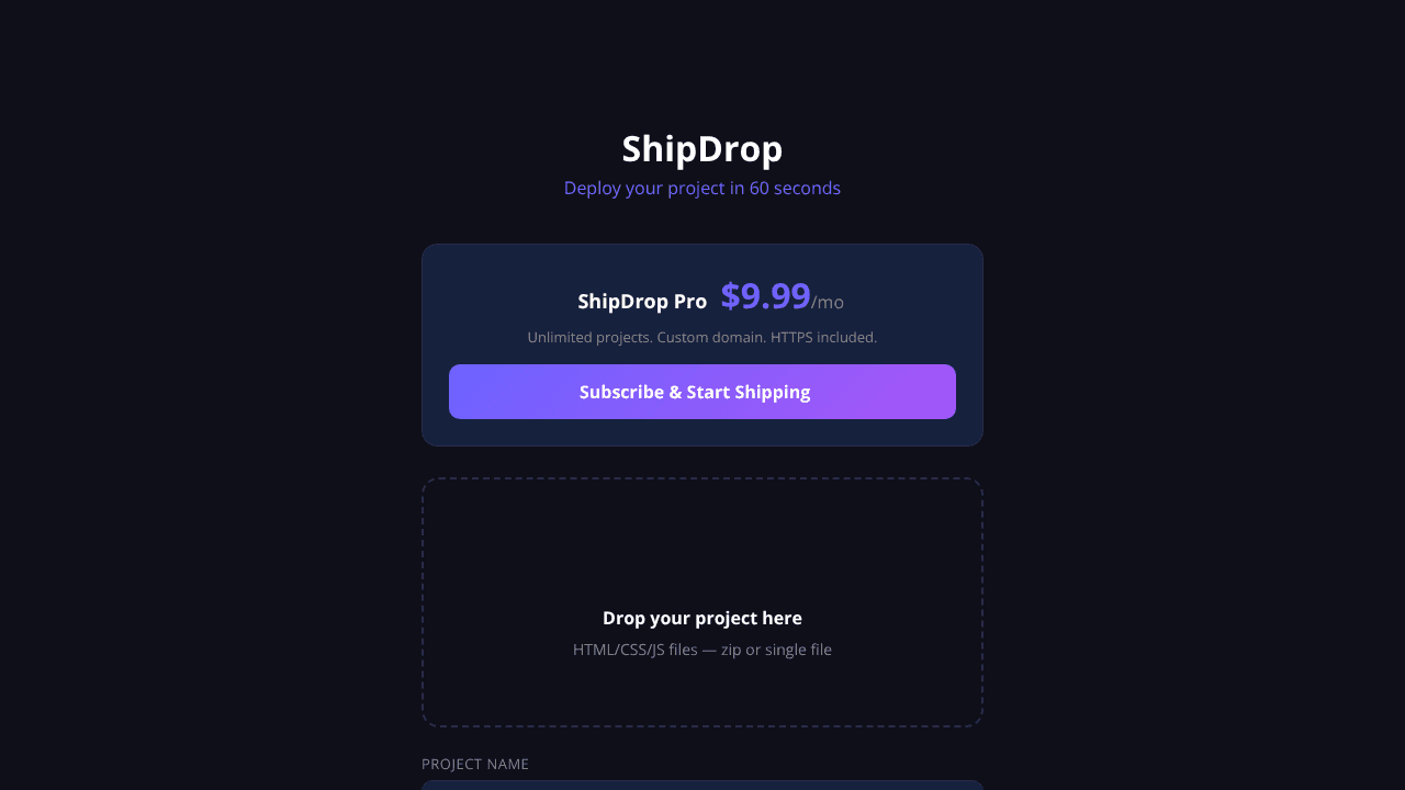  ShipDrop website screenshot