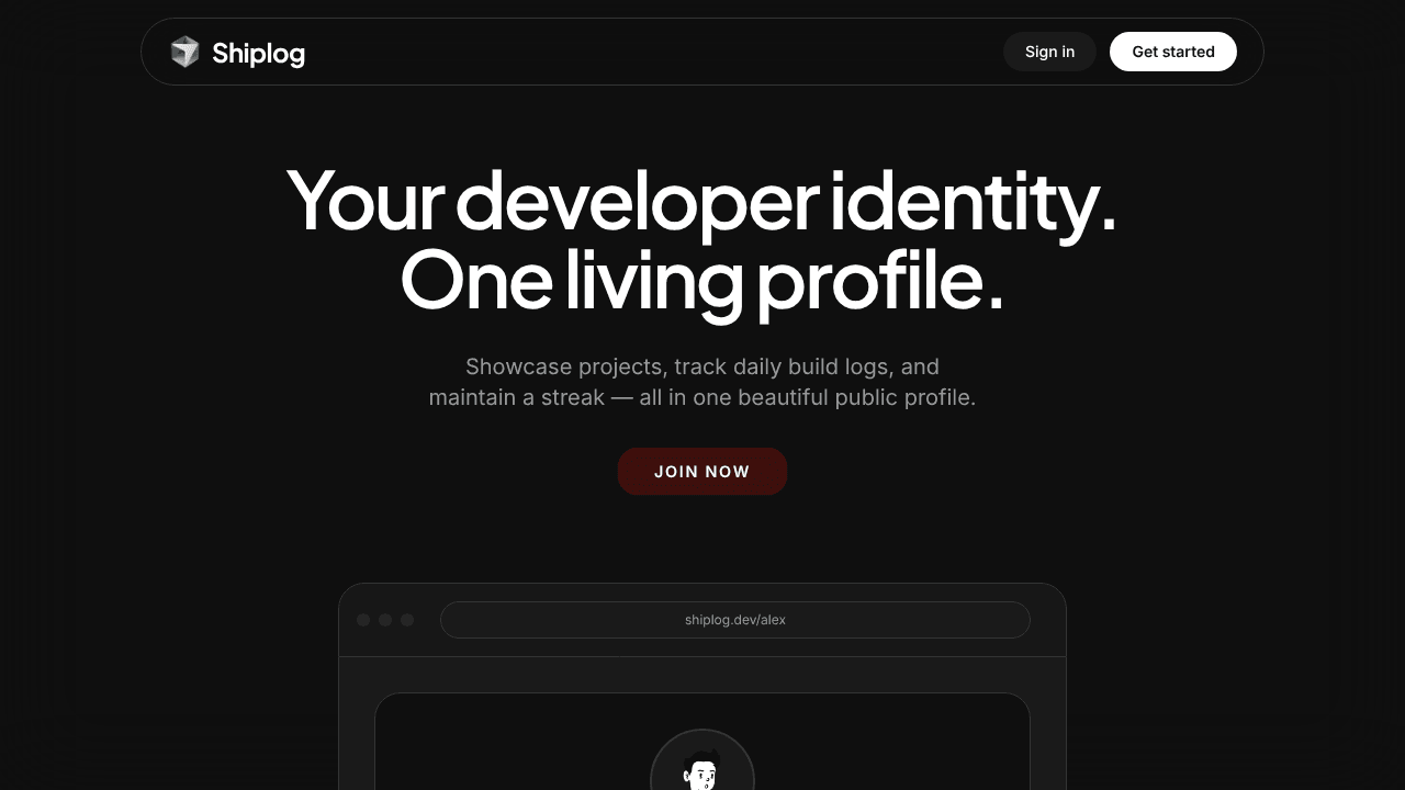 Shiplog website screenshot