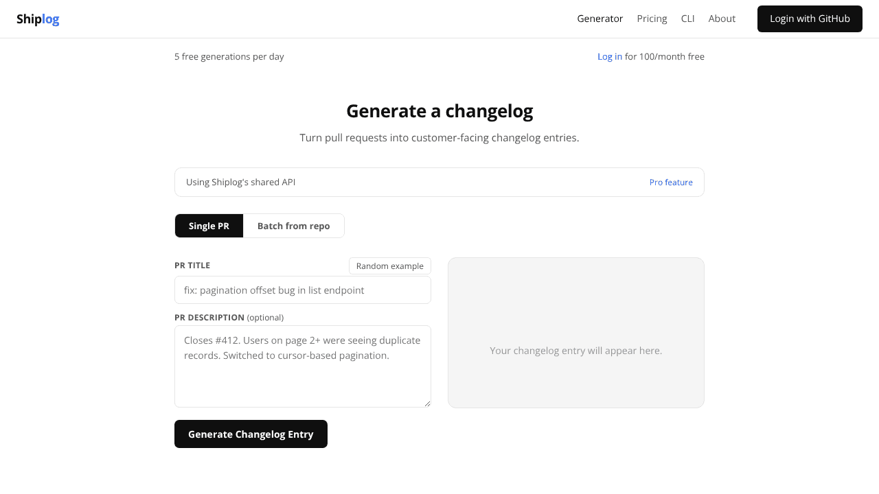 ShipLog website screenshot